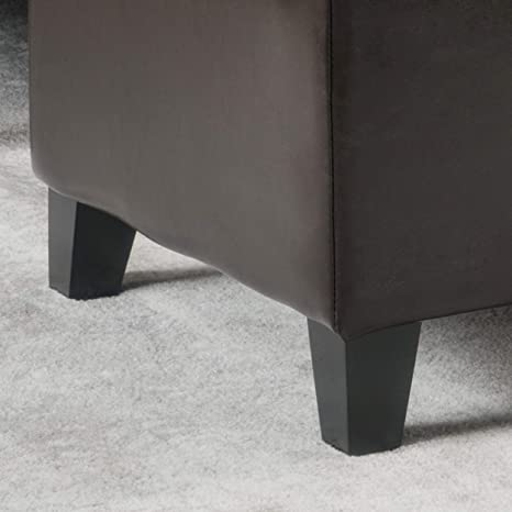 Wooden Frame Leatherette Ottoman with Storage -