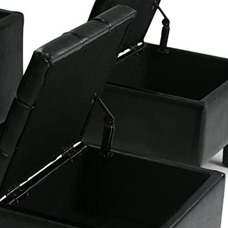 Wooden Frame Leatherette Ottoman with Storage -