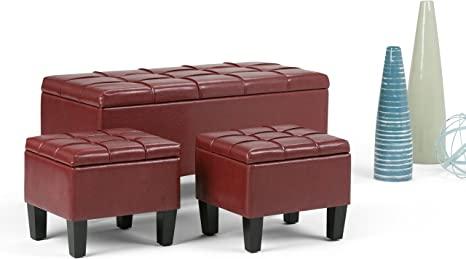 Wooden Frame Leatherette Ottoman with Storage -