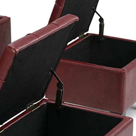 Wooden Frame Leatherette Ottoman with Storage -