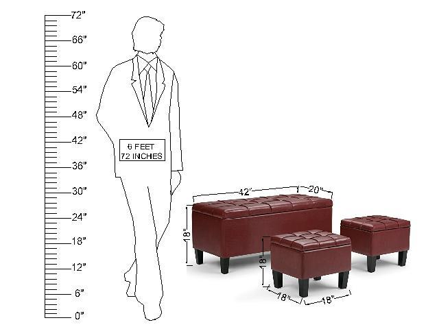 Wooden Frame Leatherette Ottoman with Storage -