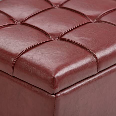 Wooden Frame Leatherette Ottoman with Storage -