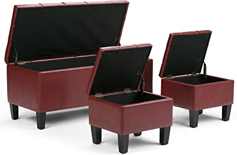 Wooden Frame Leatherette Ottoman with Storage -