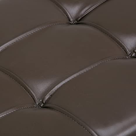 Wooden Frame Leatherette Ottoman with Storage -