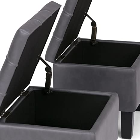 Wooden Frame Leatherette Ottoman with Storage -
