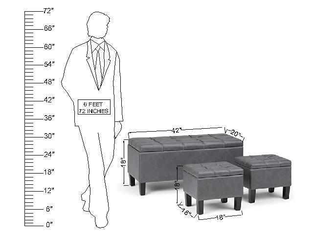 Wooden Frame Leatherette Ottoman with Storage -