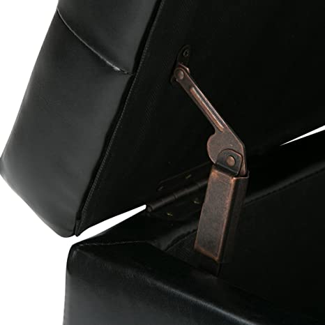 Wooden Frame Leatherette Ottoman with Storage -