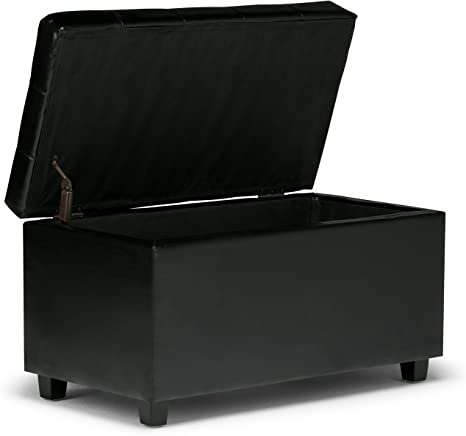Wooden Frame Leatherette Ottoman with Storage -