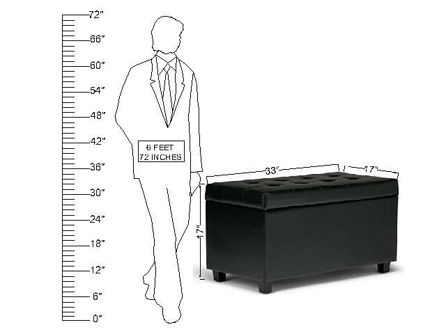 Wooden Frame Leatherette Ottoman with Storage -