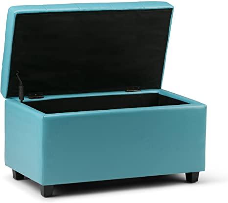 Wooden Frame Leatherette Ottoman with Storage -
