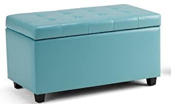 Wooden Frame Leatherette Ottoman with Storage -
