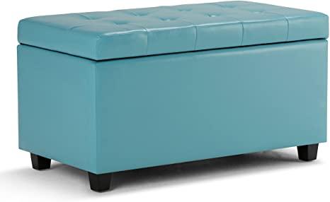 Wooden Frame Leatherette Ottoman with Storage -