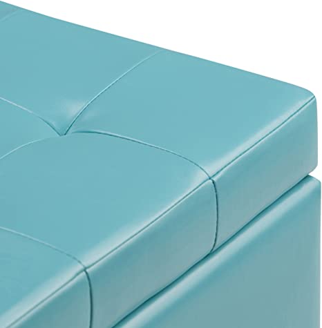 Wooden Frame Leatherette Ottoman with Storage -
