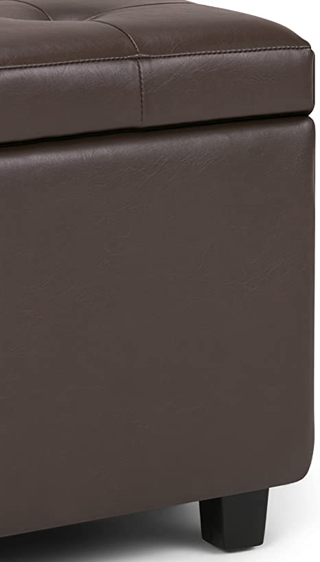 Wooden Frame Leatherette Ottoman with Storage -