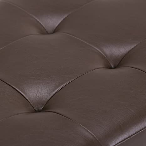 Wooden Frame Leatherette Ottoman with Storage -