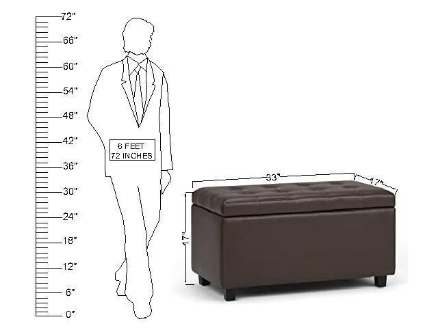 Wooden Frame Leatherette Ottoman with Storage -