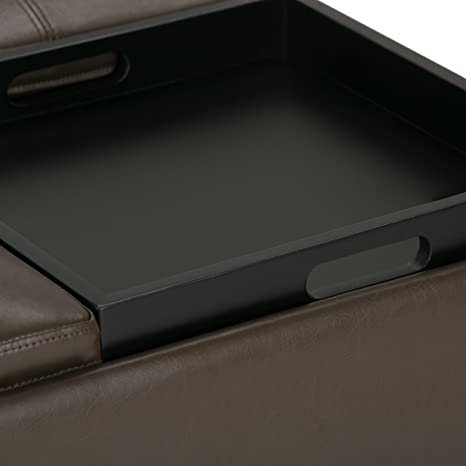 Wooden Frame Leatherette Ottoman with Storage -