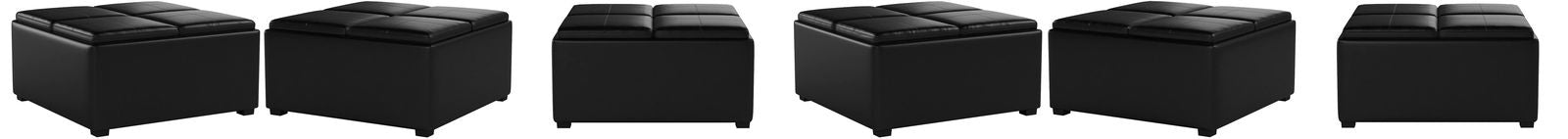 Wooden Frame Leatherette Ottoman with Storage -