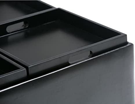 Wooden Frame Leatherette Ottoman with Storage -