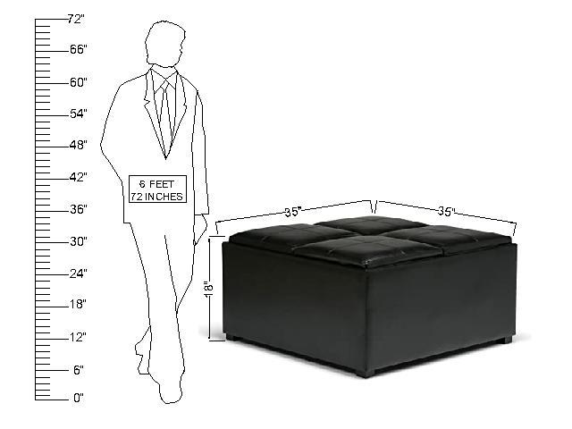 Wooden Frame Leatherette Ottoman with Storage -
