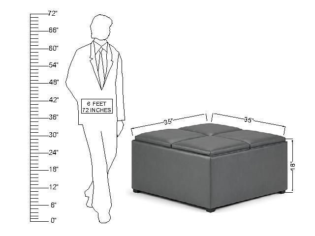 Wooden Frame Leatherette Ottoman with Storage -