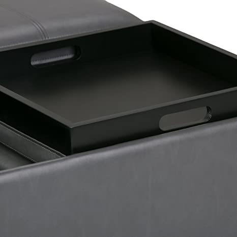 Wooden Frame Leatherette Ottoman with Storage -