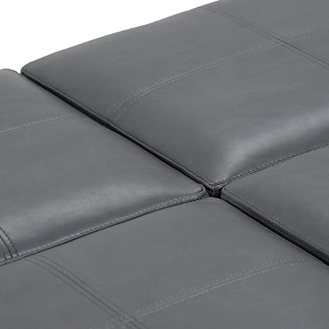 Wooden Frame Leatherette Ottoman with Storage -