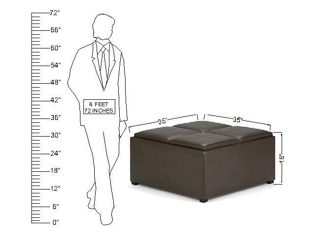 Wooden Frame Leatherette Ottoman with Storage -