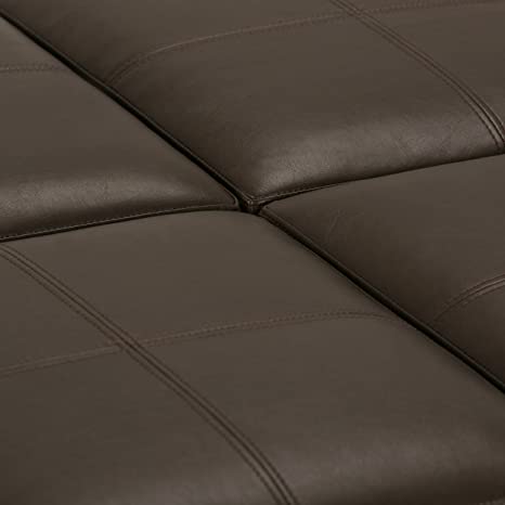 Wooden Frame Leatherette Ottoman with Storage -
