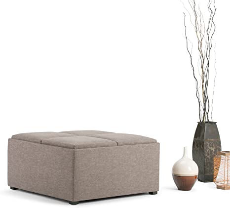 Wooden Frame Leatherette Ottoman with Storage -