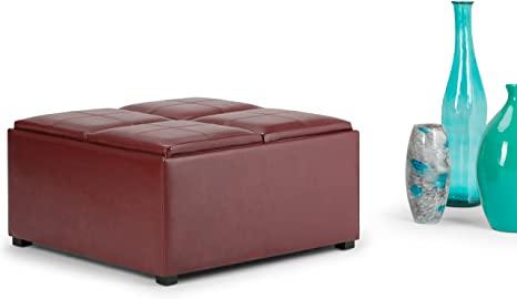 Wooden Frame Leatherette Ottoman with Storage -