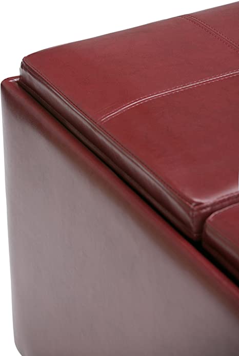 Wooden Frame Leatherette Ottoman with Storage -