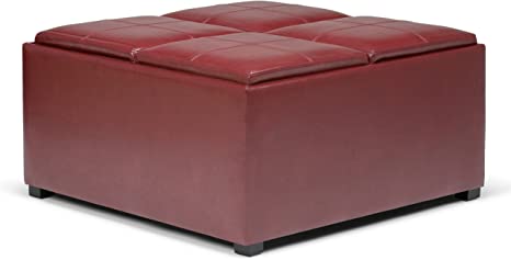 Wooden Frame Leatherette Ottoman with Storage -