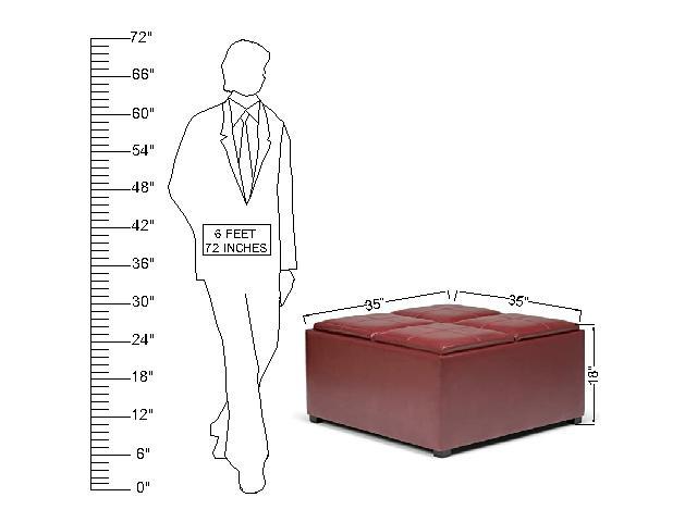 Wooden Frame Leatherette Ottoman with Storage -