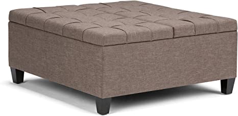 Wooden Frame Leatherette Ottoman with Storage -