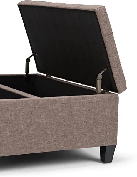 Wooden Frame Leatherette Ottoman with Storage -