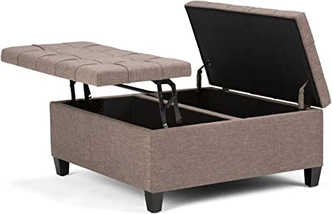 Wooden Frame Leatherette Ottoman with Storage -