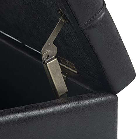 Wooden Frame Leatherette Ottoman with Storage -