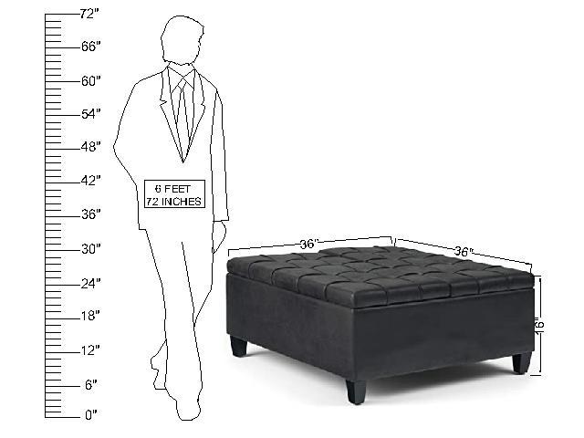 Wooden Frame Leatherette Ottoman with Storage -