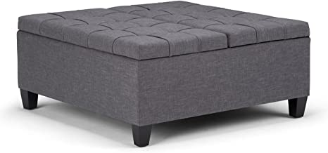 Wooden Frame Leatherette Ottoman with Storage -