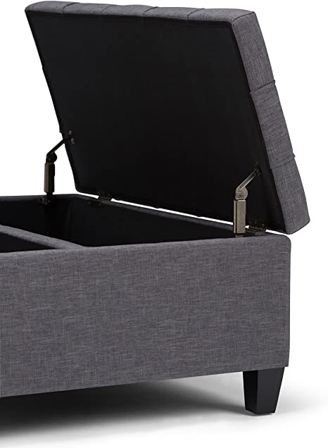 Wooden Frame Leatherette Ottoman with Storage -
