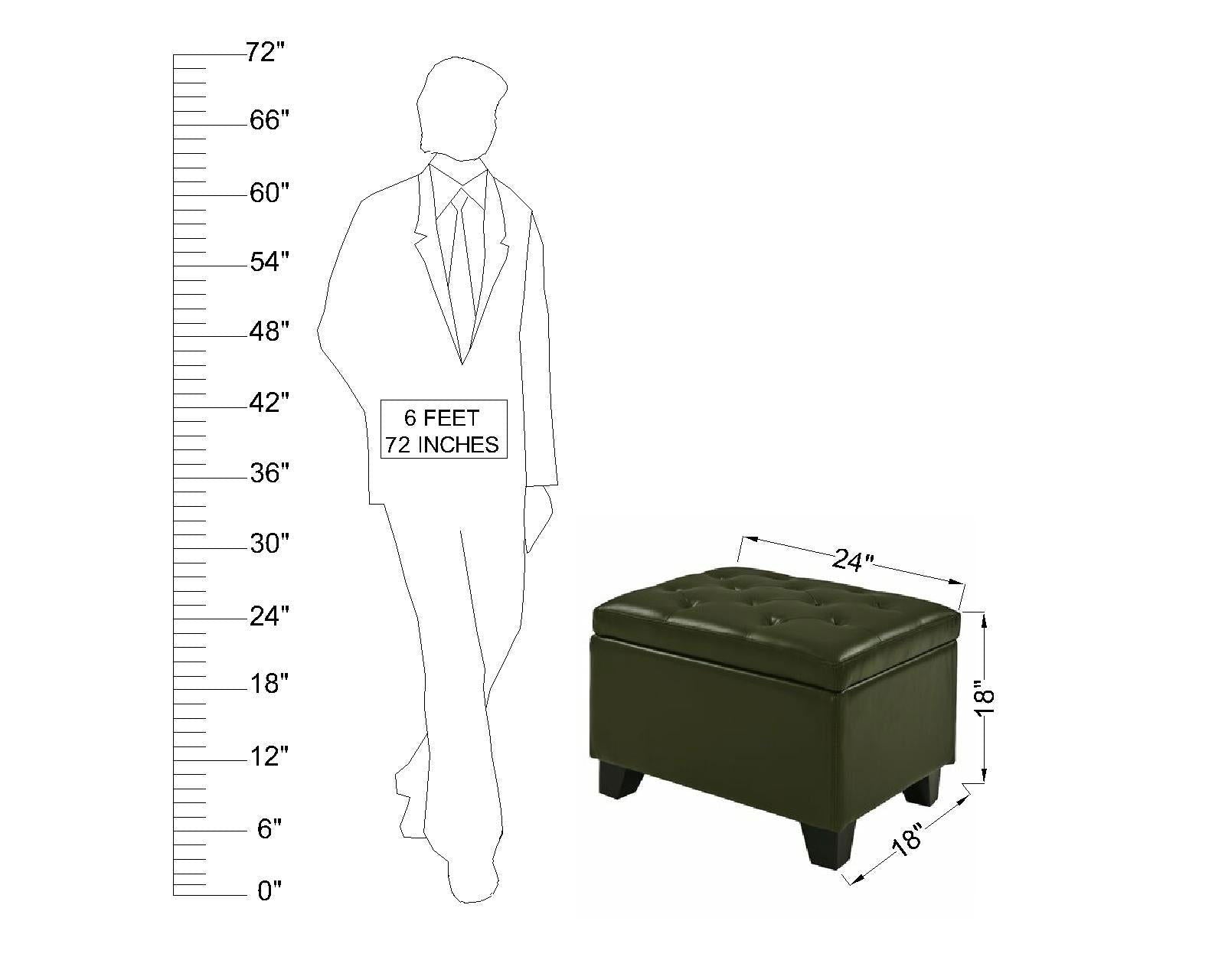 Wooden Frame Leatherette Ottoman with Storage -