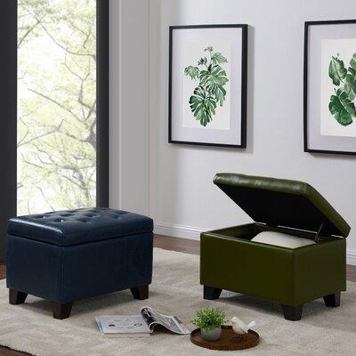 Wooden Frame Leatherette Ottoman with Storage -