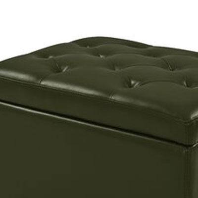 Wooden Frame Leatherette Ottoman with Storage -