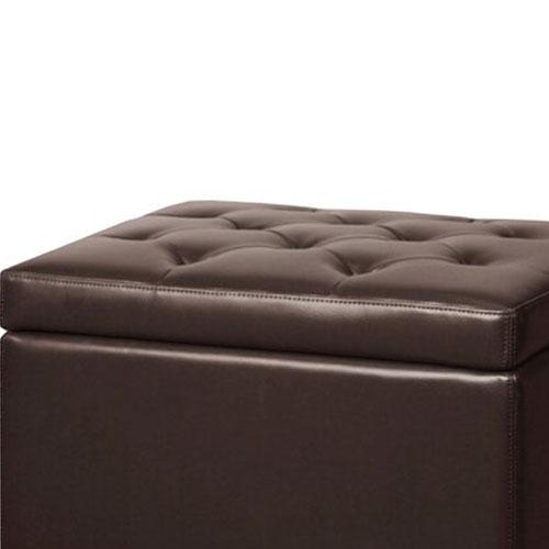 Wooden Frame Leatherette Ottoman with Storage -