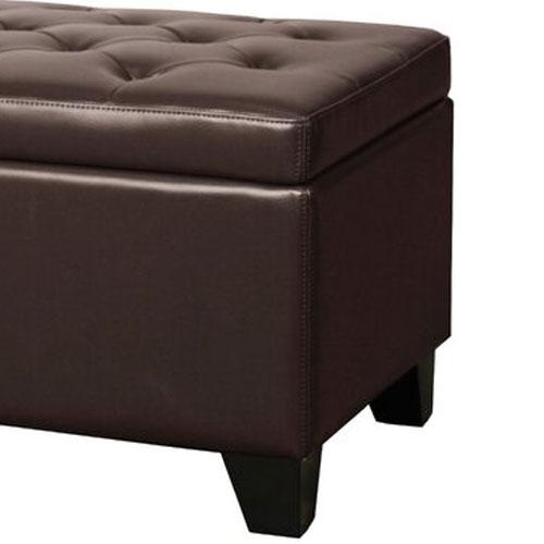 Wooden Frame Leatherette Ottoman with Storage -
