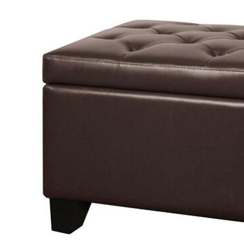 Wooden Frame Leatherette Ottoman with Storage -
