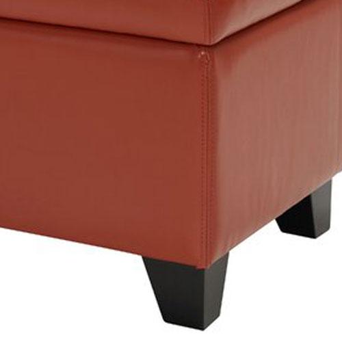 Wooden Frame Leatherette Ottoman with Storage -