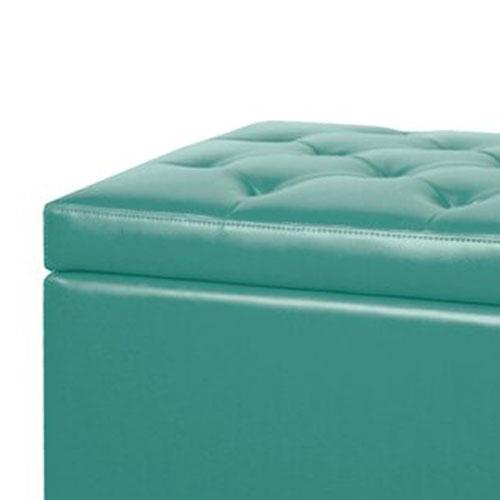 Wooden Frame Leatherette Ottoman with Storage -