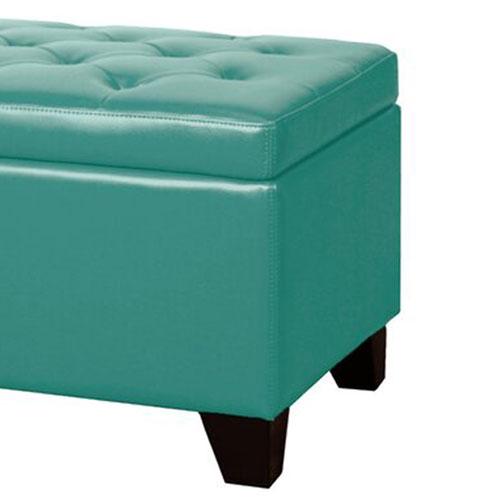 Wooden Frame Leatherette Ottoman with Storage -